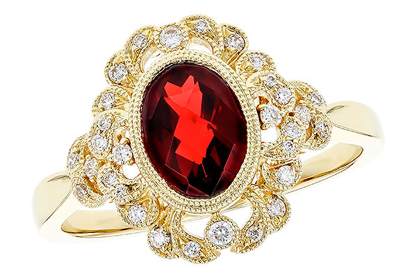 14K Yellow Gold Garnet Ring