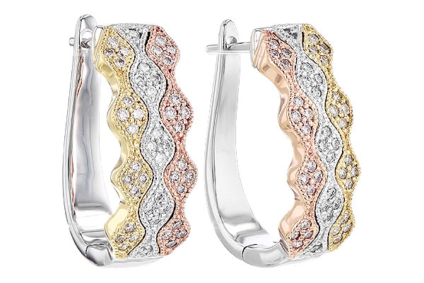 14K Tri-Color Diamond Earrings
