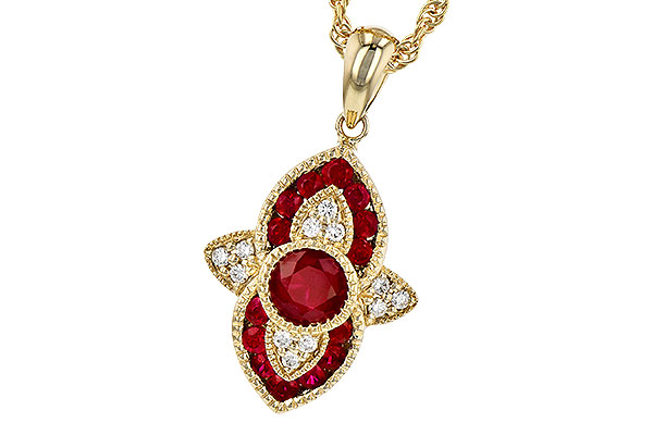 14K Yellow Gold Ruby Necklace