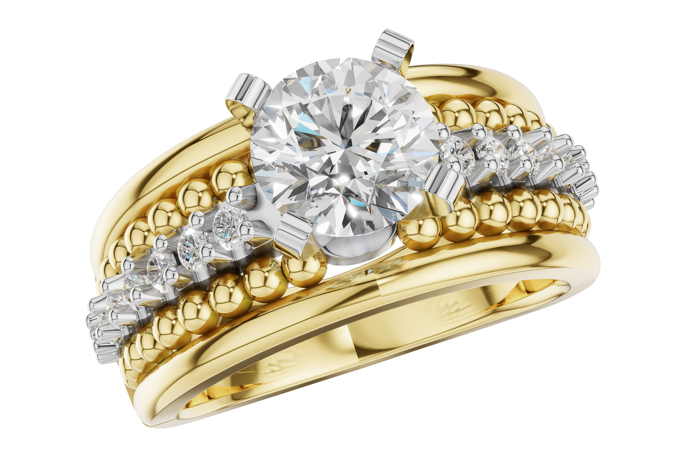 14K Two-Tone Diamond Semi-Mount Ring