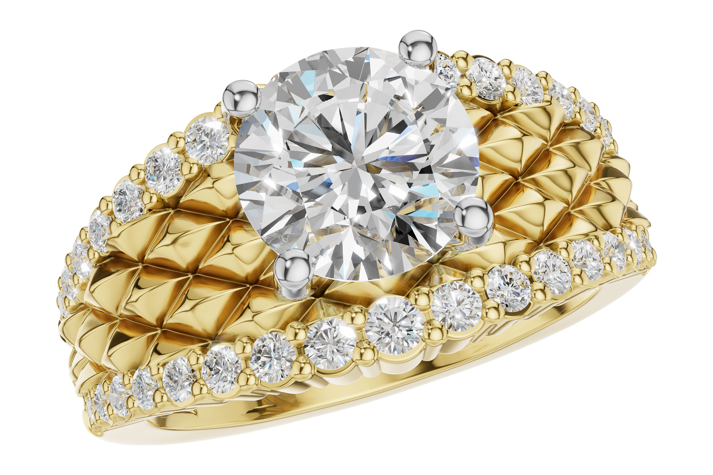 14K Yellow Gold Diamond Semi-Mount Ring
