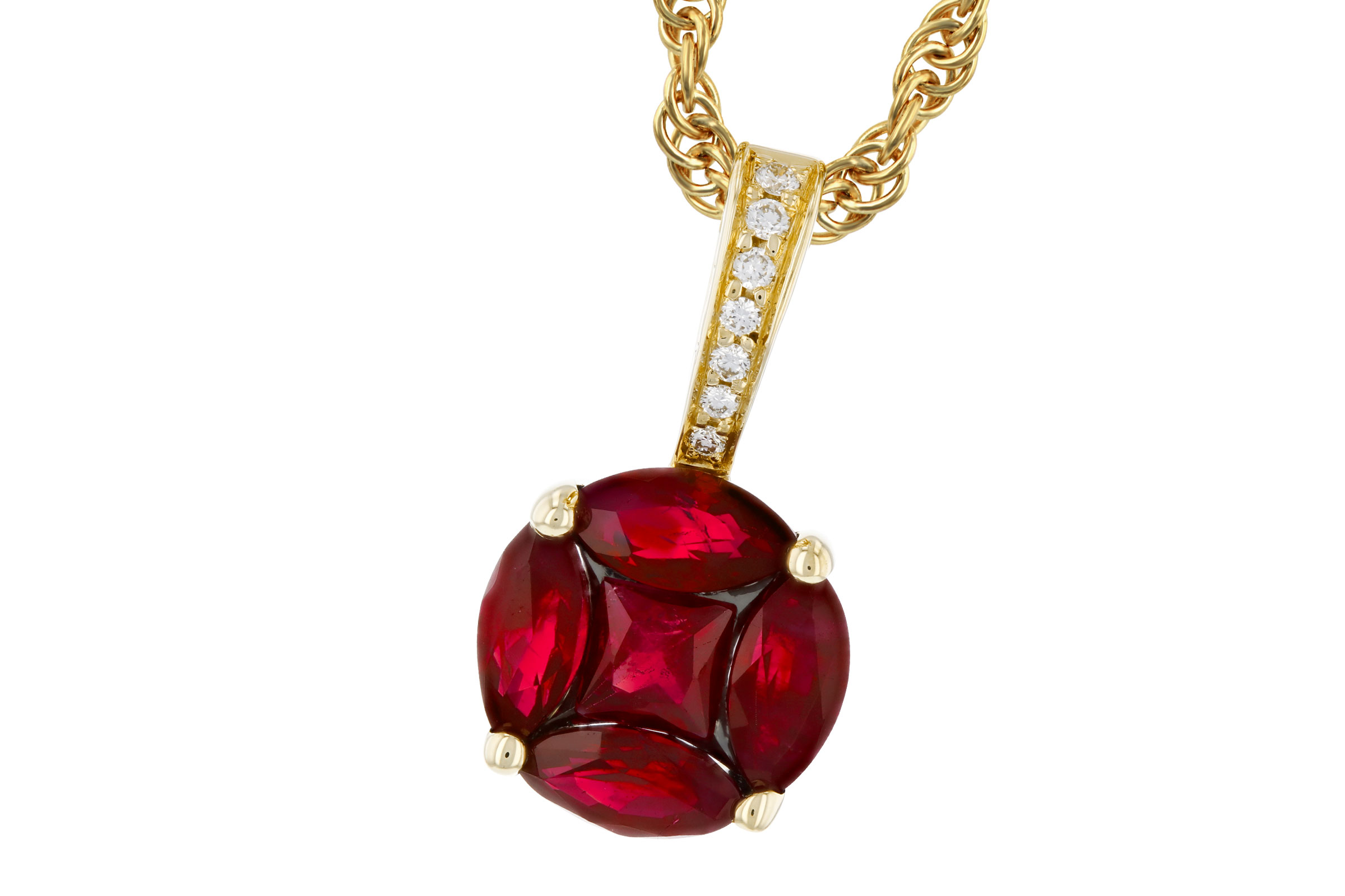 14K Yellow Gold Ruby Necklace