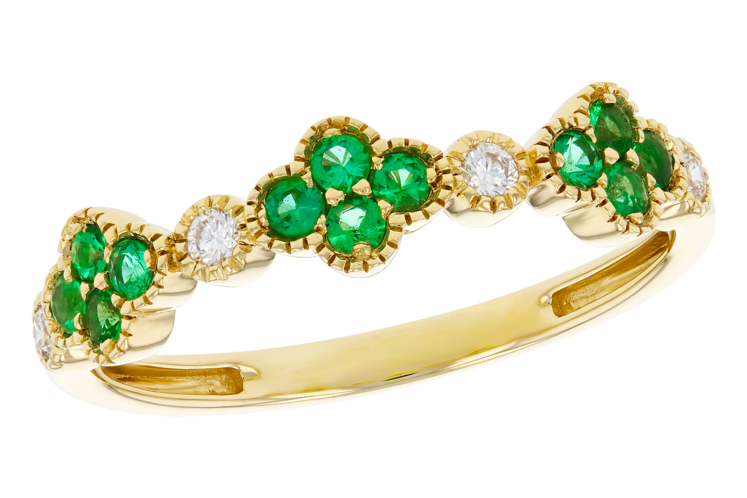 14K Yellow Gold Emerald Anniversary Band