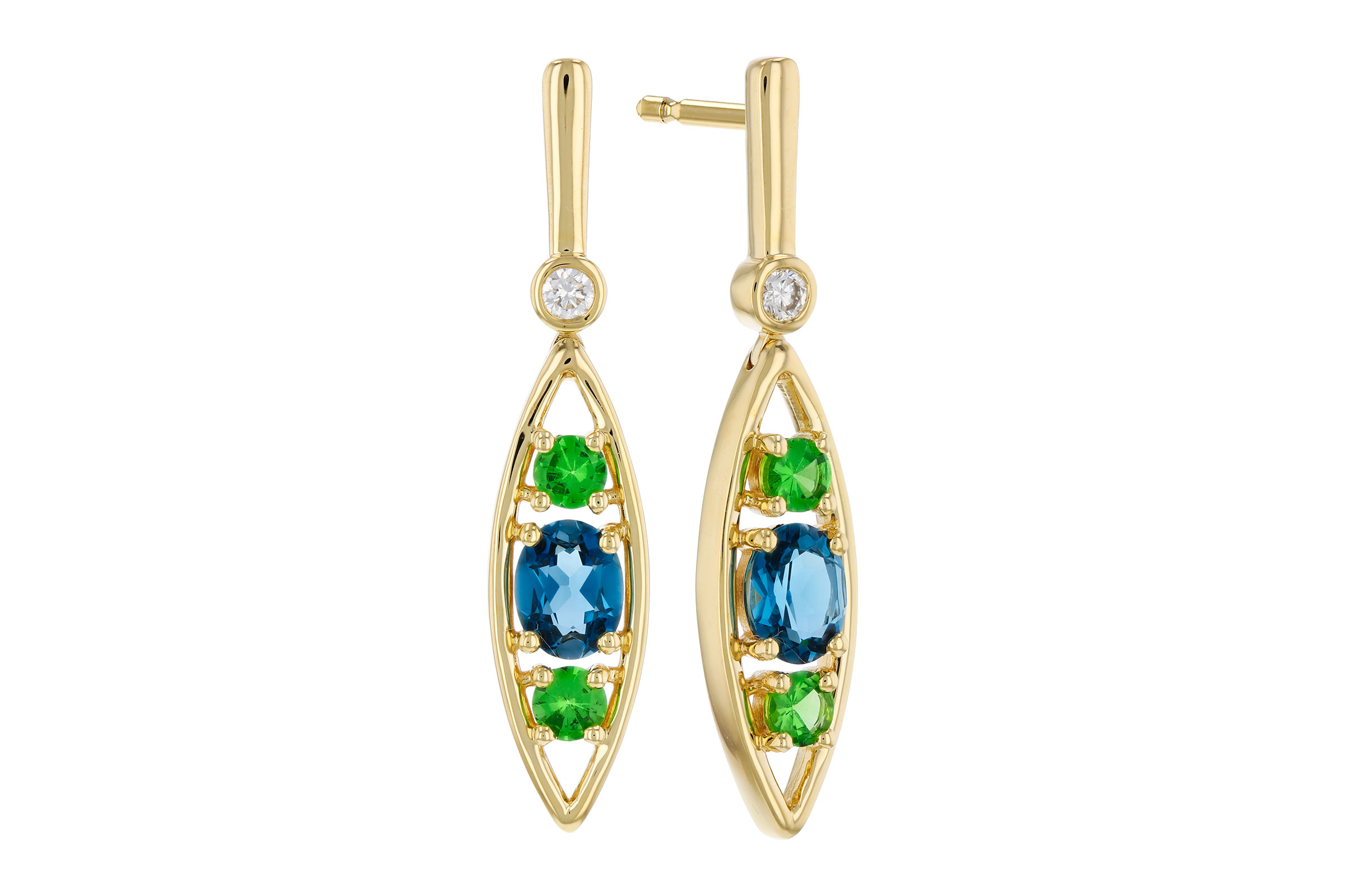 14K Yellow Gold Diamond Earrings