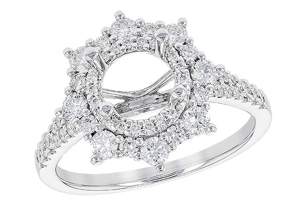 14K White Gold Diamond Semi-Mount Ring
