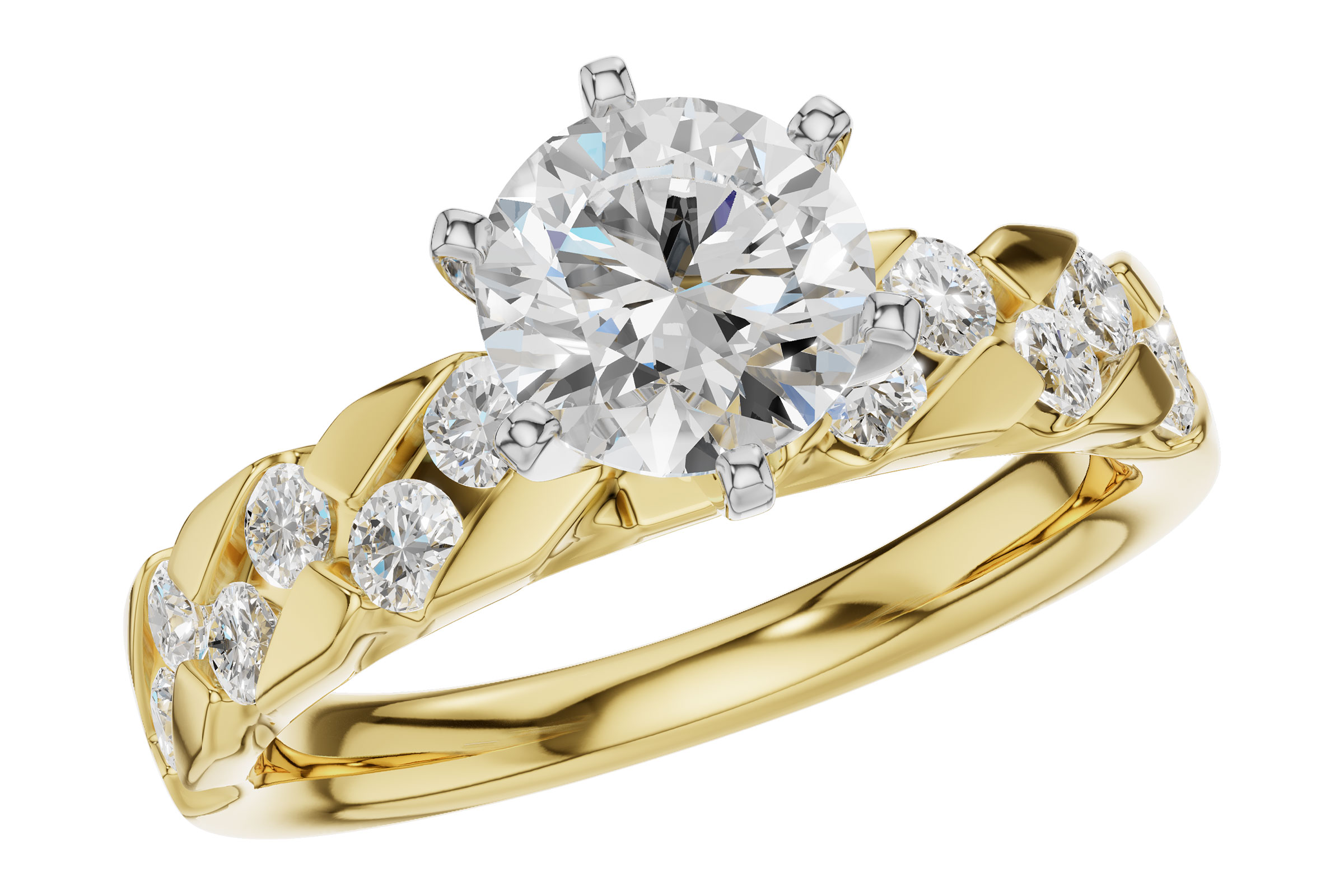 14K Yellow Gold Diamond Semi-Mount Ring
