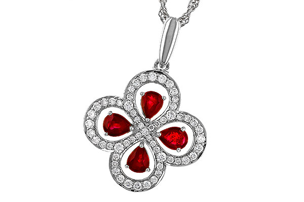 14K White Gold Ruby Necklace