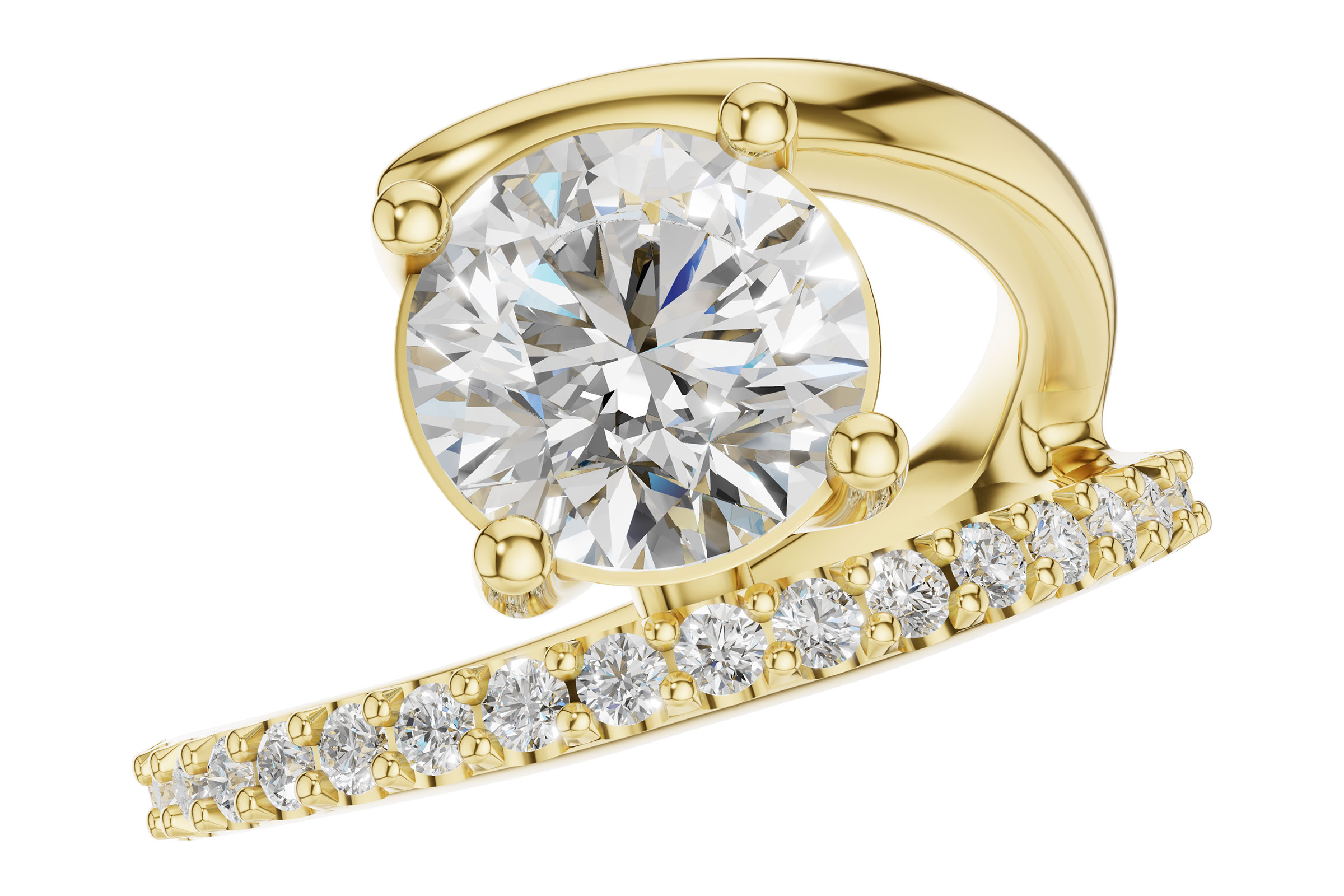 14K Yellow Gold Diamond Semi-Mount Ring