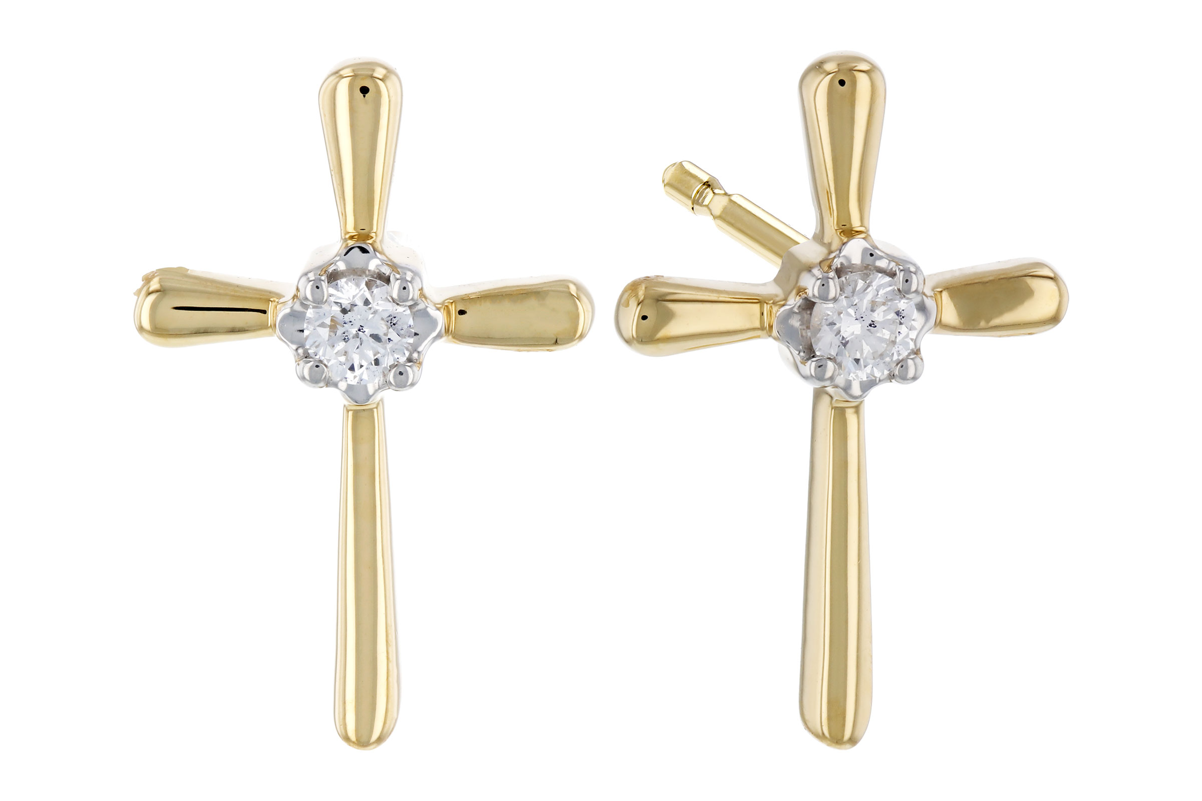 14K Yellow Gold Diamond Earrings