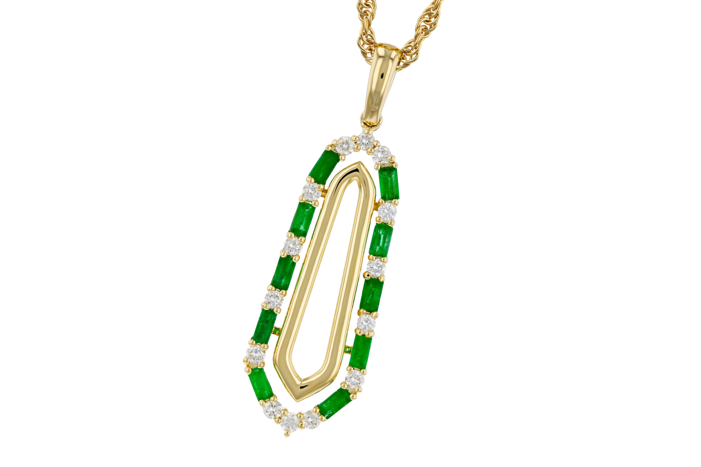 14K Yellow Gold Emerald Necklace