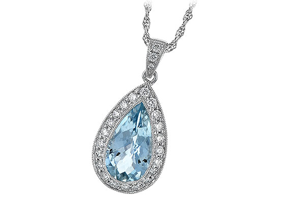 14K White Gold Aquamarine Necklace