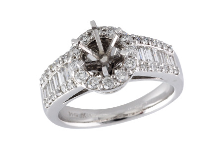 14K White Gold Diamond Semi-Mount Ring