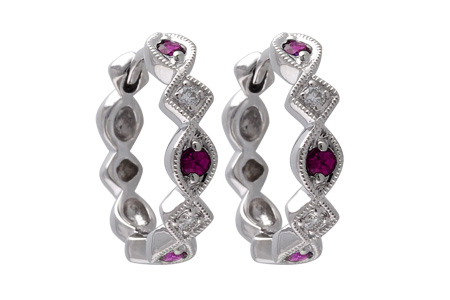 14K White Gold Ruby Earrings