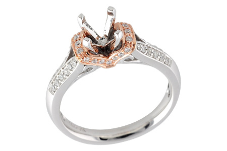 14K Two-Tone Diamond Semi-Mount Ring
