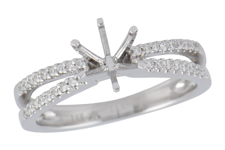 14K White Gold Diamond Semi-Mount Ring