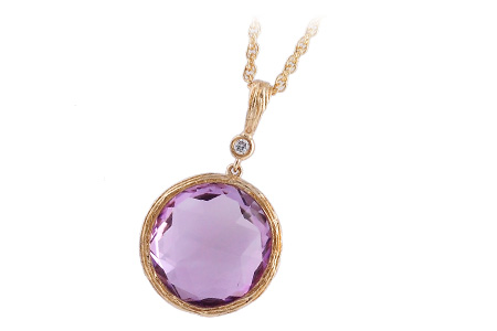 14K Yellow Gold Amethyst Necklace