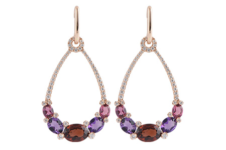 14K Rose Gold Amethyst Earrings