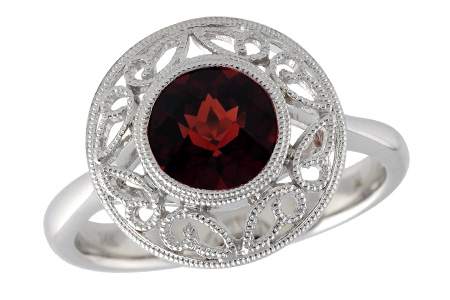 14K White Gold Garnet Ring