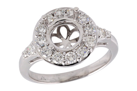 14K White Gold Diamond Semi-Mount Ring