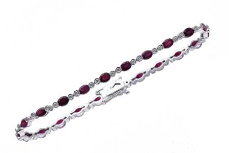 14K White Gold Ruby Bracelet
