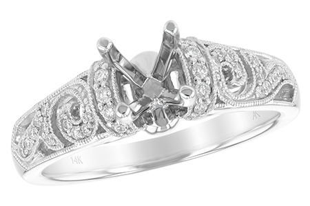 14K White Gold Diamond Semi-Mount Ring