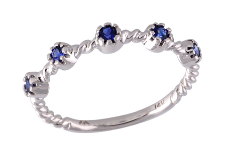 14K White Gold Sapphire Anniversary Band