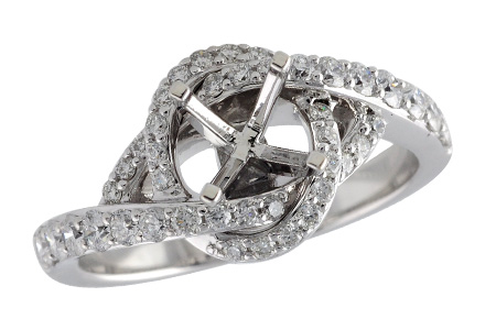 14K White Gold Diamond Semi-Mount Ring