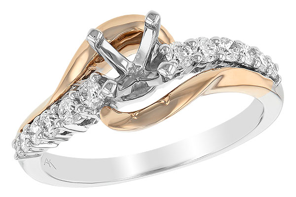 14K Two-Tone Diamond Semi-Mount Ring