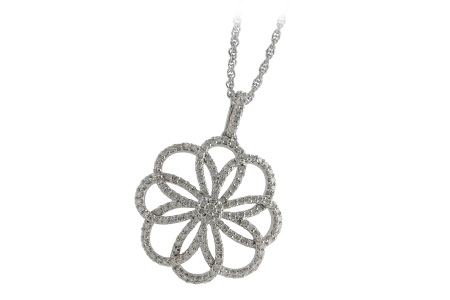 14K White Gold Diamond Necklace