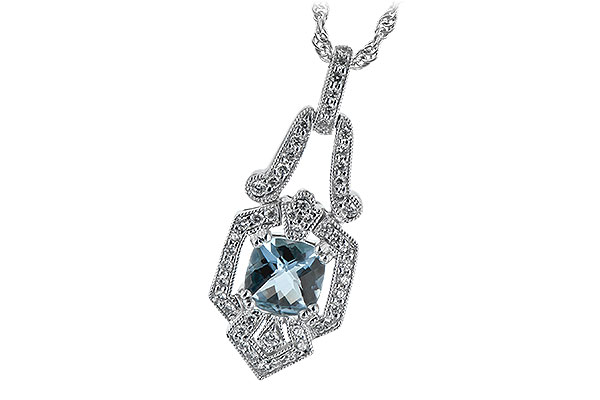 14K White Gold Aquamarine Necklace