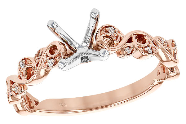 14K Rose Gold Diamond Semi-Mount Ring