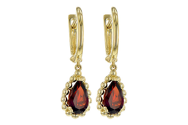 14K Yellow Gold Garnet Earrings