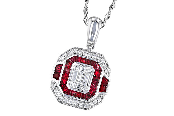14K White Gold Ruby Necklace