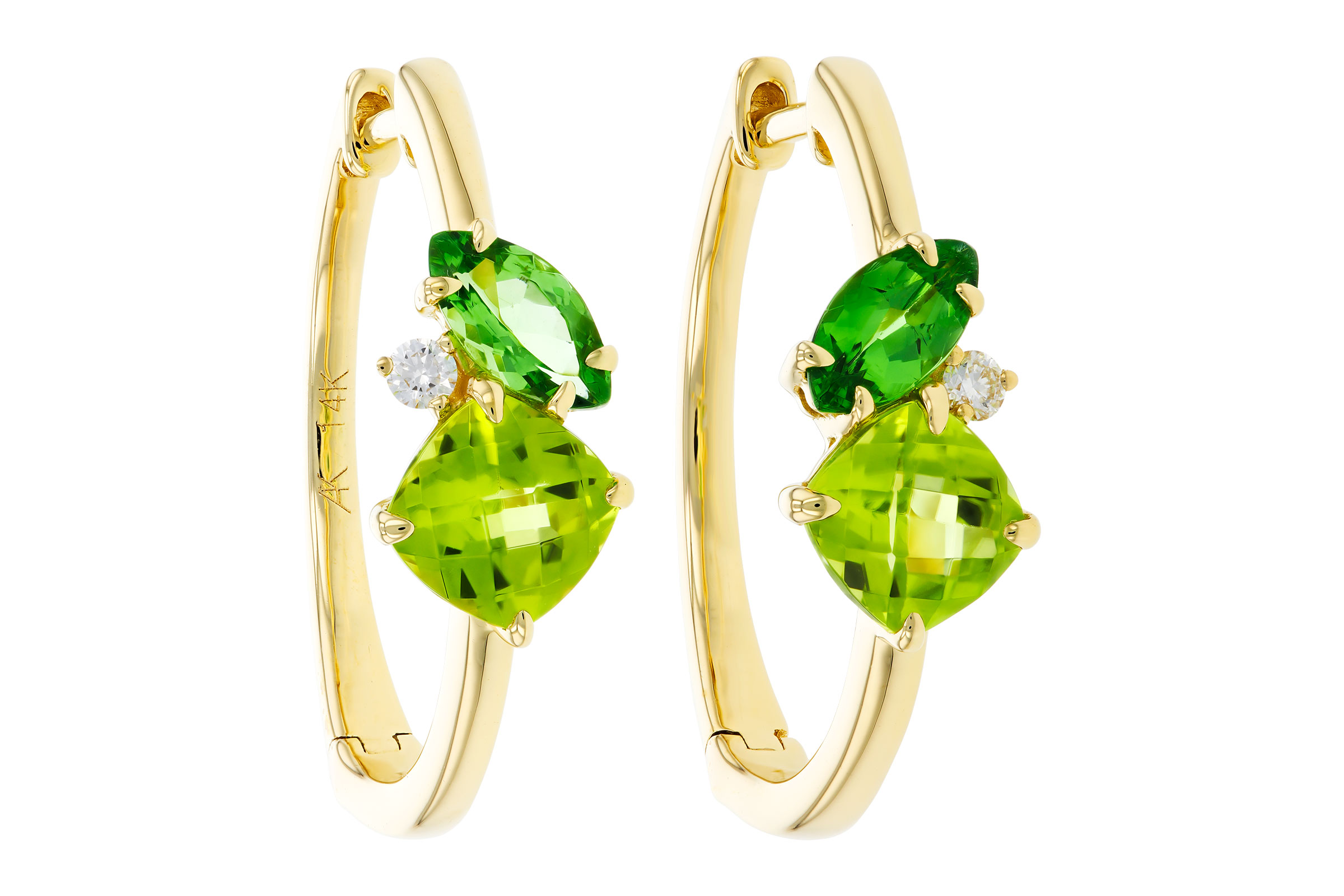 14K Yellow Gold Peridot Earrings