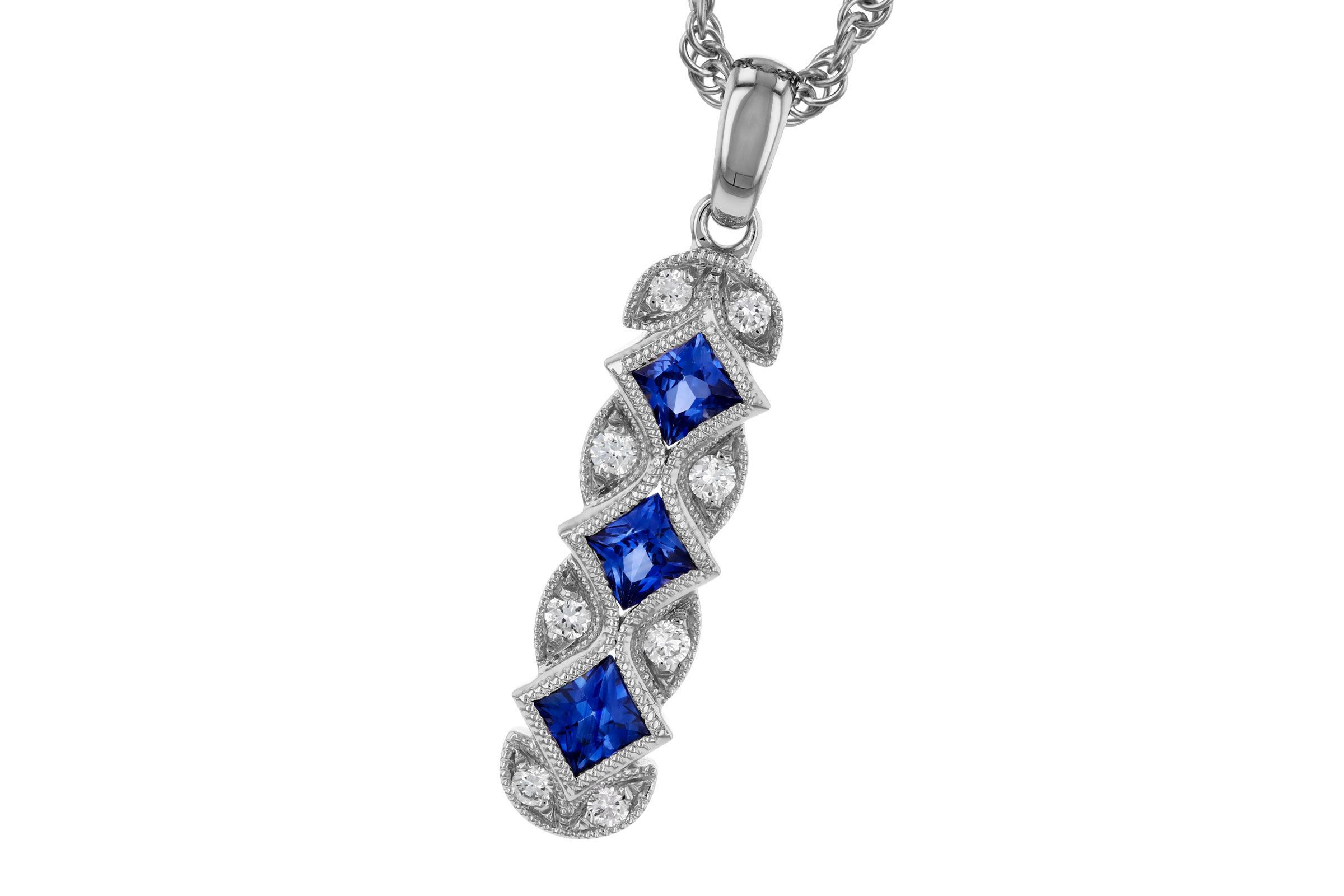 14K White Gold Sapphire Necklace