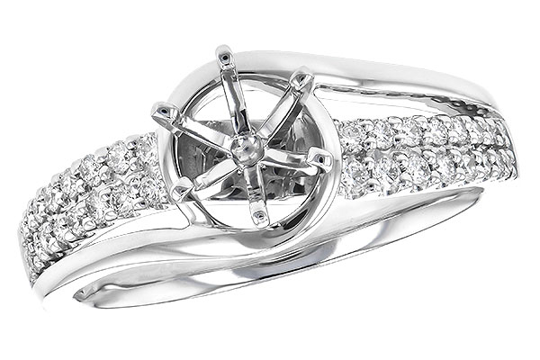 14K White Gold Diamond Semi-Mount Ring