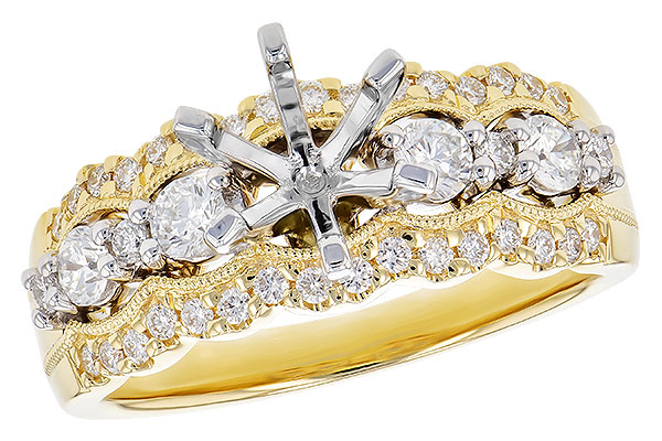 14K Two-Tone Diamond Semi-Mount Ring