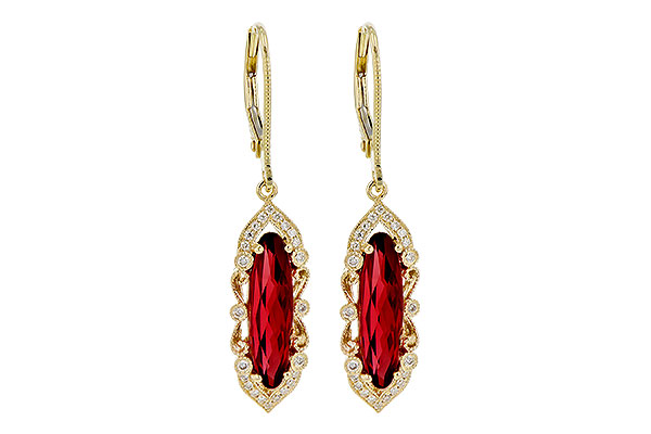 14K Yellow Gold Garnet Earrings