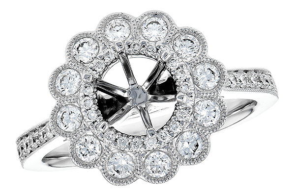 14K White Gold Diamond Semi-Mount Ring