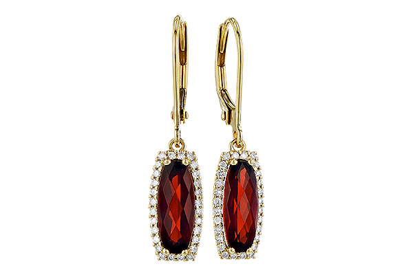 14K Yellow Gold Garnet Earrings