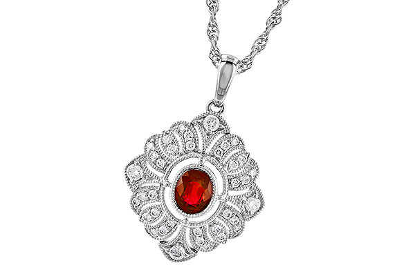 14K White Gold Ruby Necklace