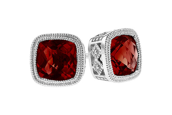 14K White Gold Garnet Earrings