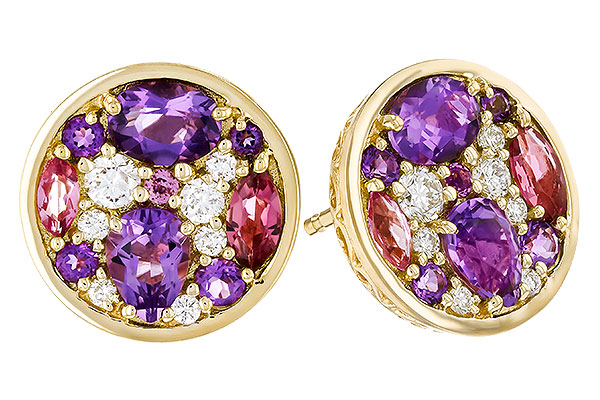 14K Yellow Gold Amethyst Earrings