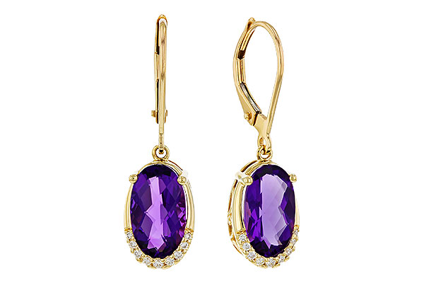 14K Yellow Gold Amethyst Earrings