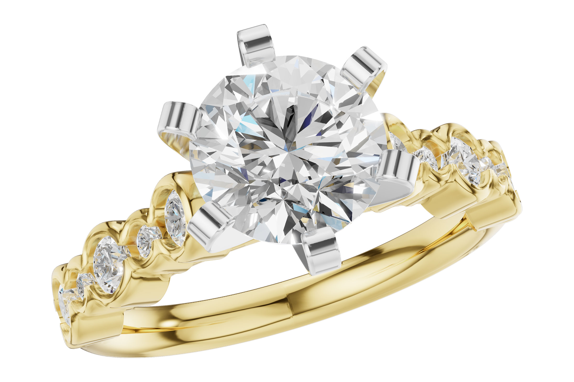 14K Yellow Gold Diamond Semi-Mount Ring