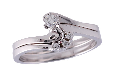 14K White Gold Diamond Wedding Set