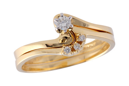 14K Yellow Gold Diamond Wedding Set