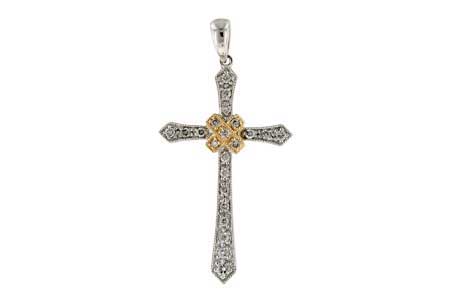 14K Two-Tone Diamond Pendant