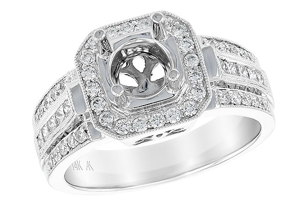 14K White Gold Diamond Semi-Mount Ring