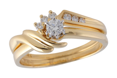 14K Yellow Gold Diamond Wedding Set